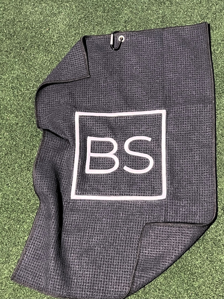 Black Square Golf Logo Microfiber Waffle Bag Towel - -