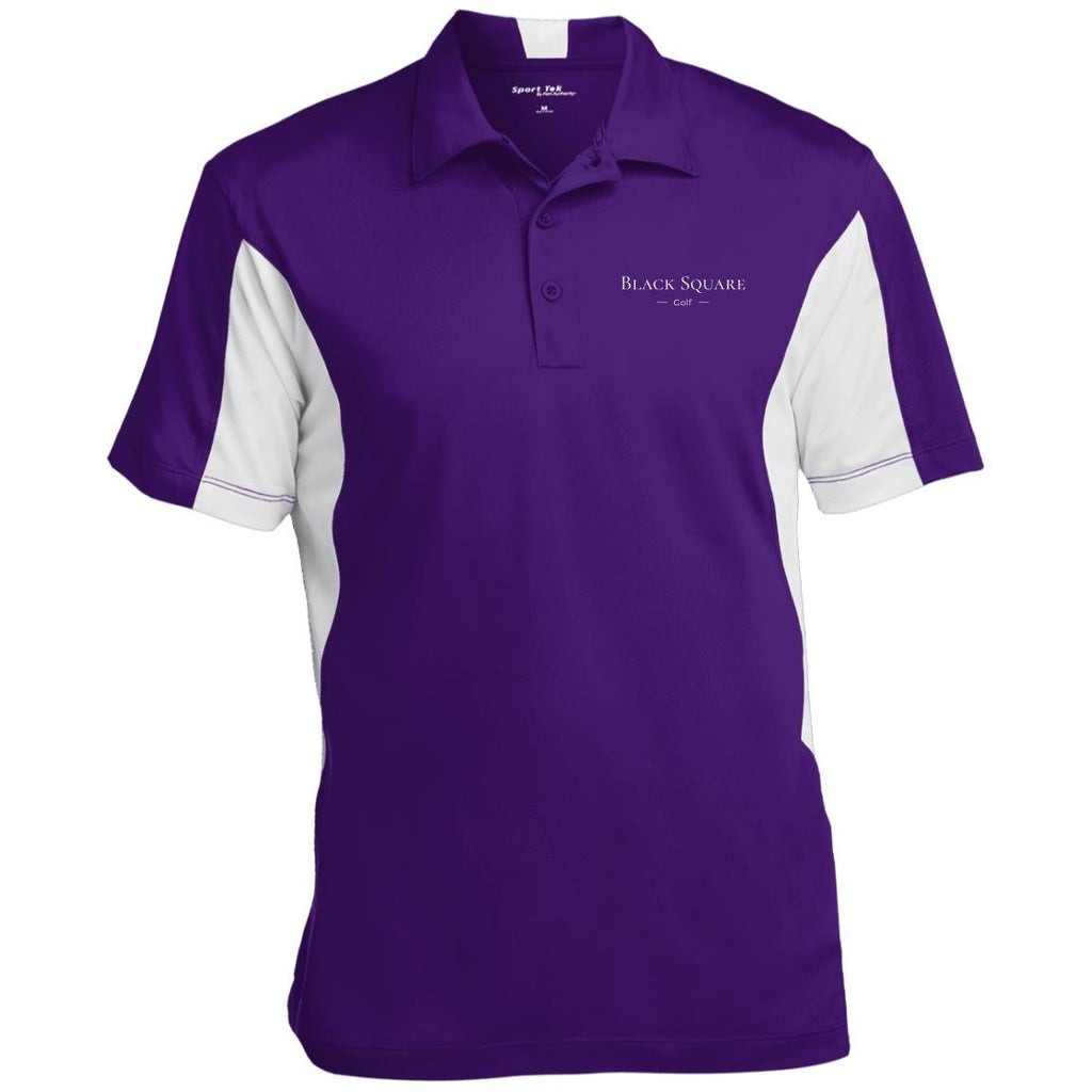 Black Square Golf Men's Colorblock Performance Polo - Purple/White - X-Small