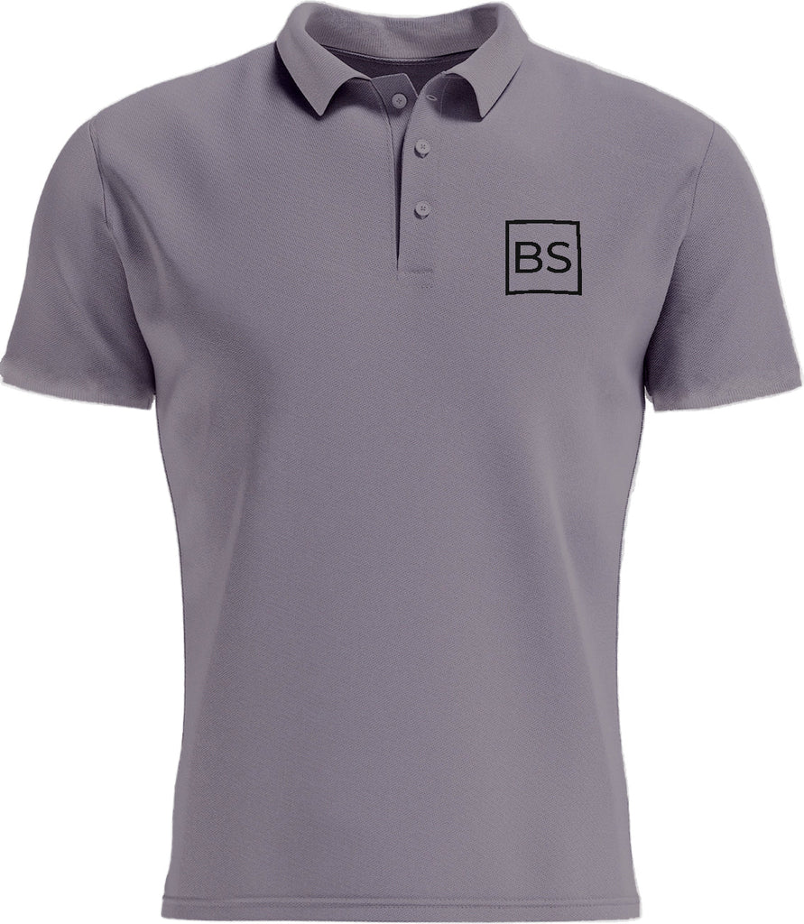 Black Square Golf Men's Logo Sport Polo Shirt - Grey Concrete - S