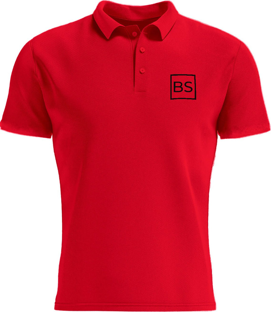 Black Square Golf Men's Logo Sport Polo Shirt - True Red - S