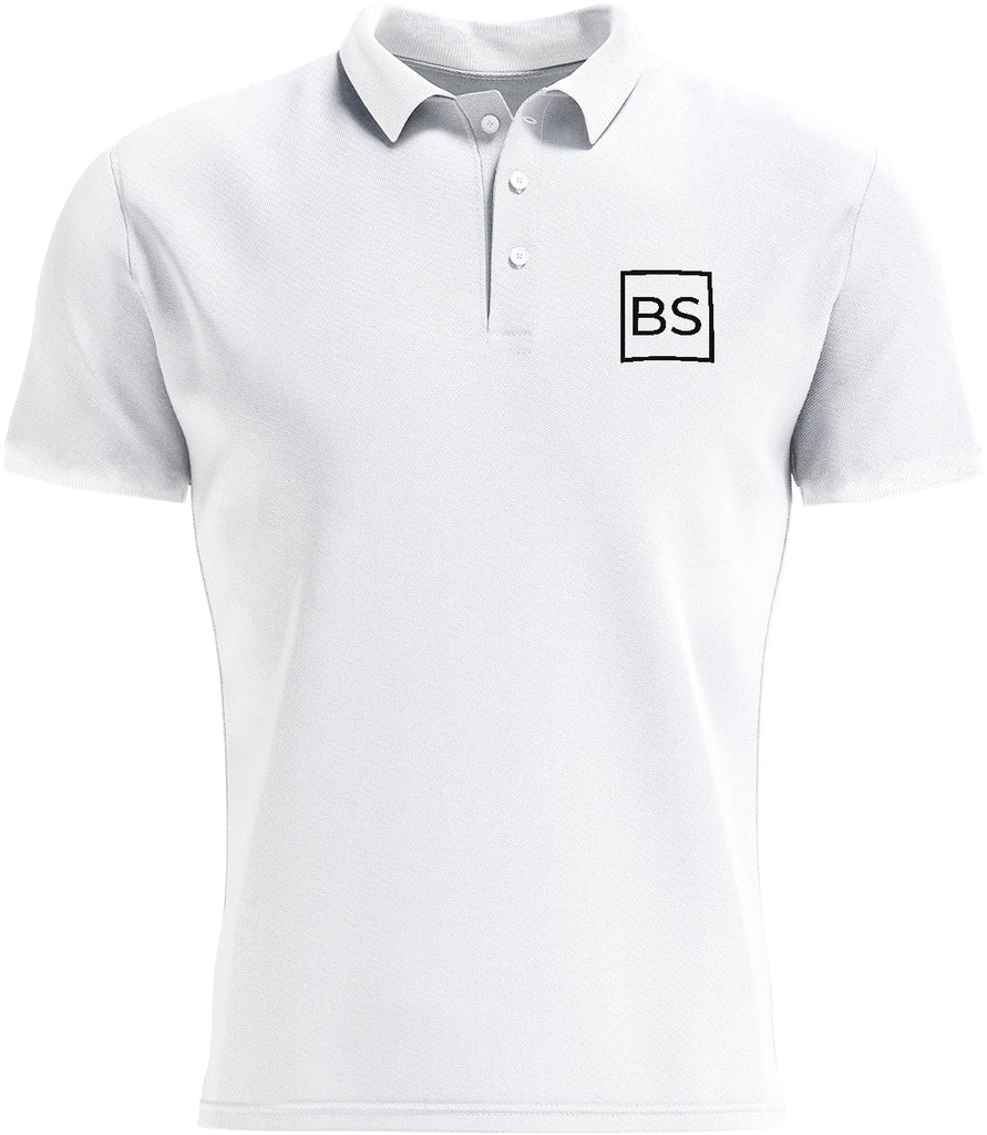 Black Square Golf Men's Logo Sport Polo Shirt - White - L