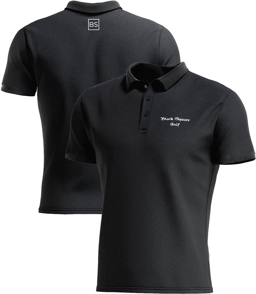 Black Square Golf Men's Sport Polo Shirt - Black - S