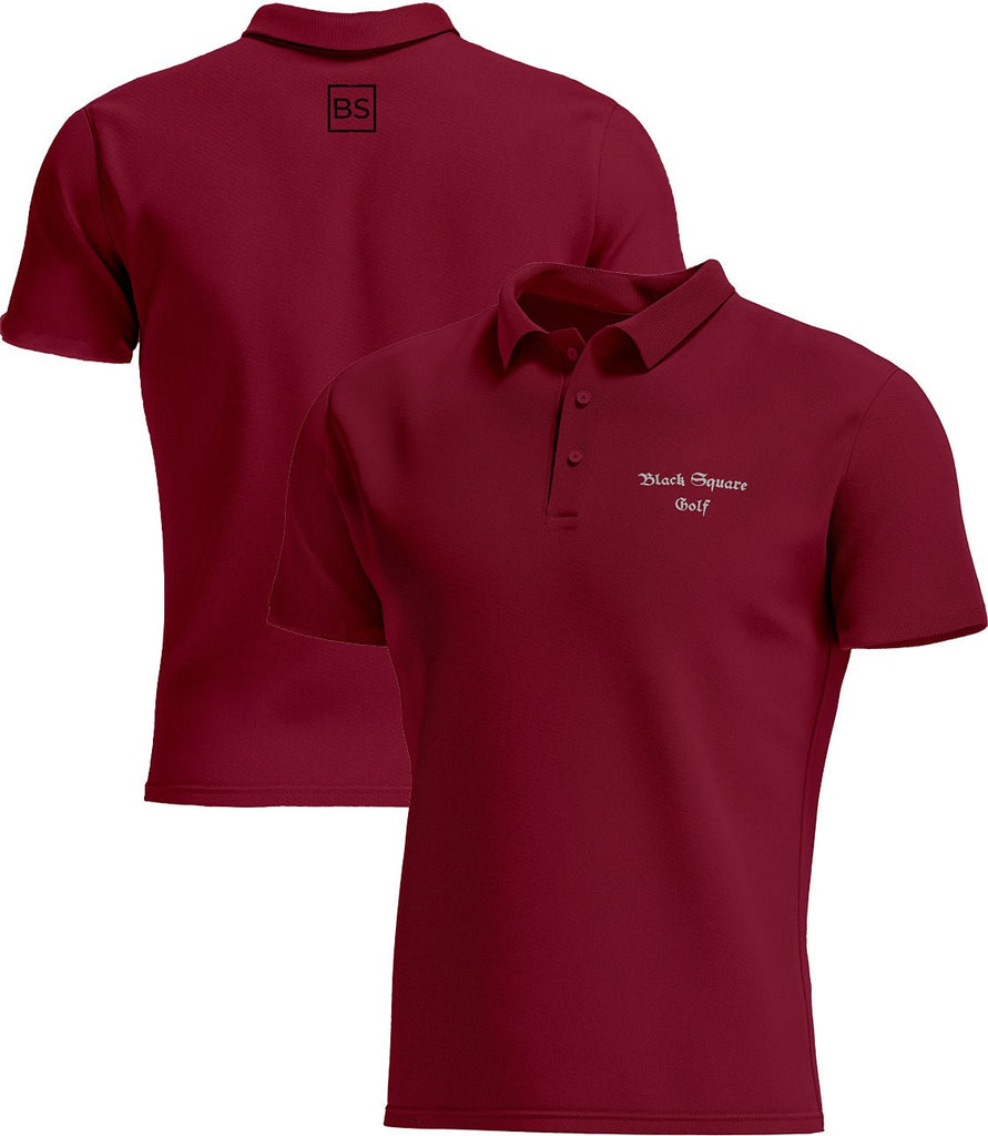 Black Square Golf Men's Sport Polo Shirt - Maroon - S