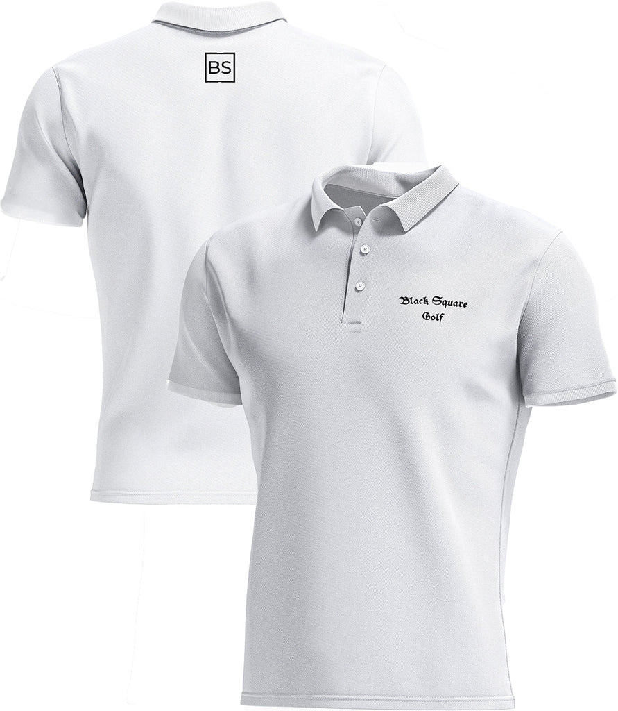 Black Square Golf Men's Sport Polo Shirt - White - L