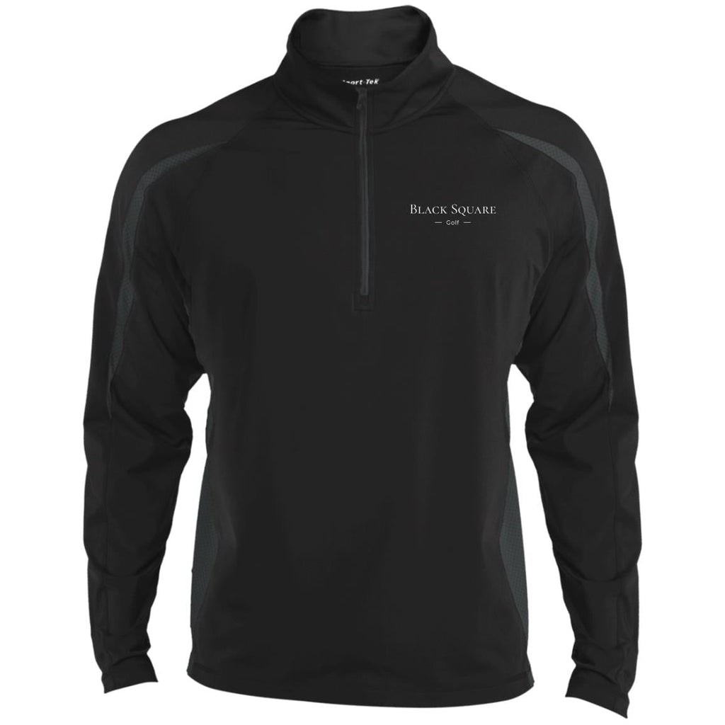Black Square Golf Men's Sport Wicking Colorblock 1/2 Zip - Black/Charcoal Grey - X-Small