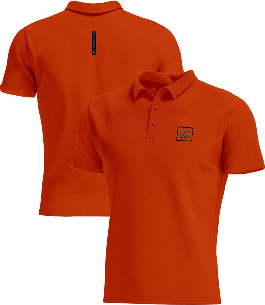 Black Square Golf Men's Style Tag Golf Polo - Deep Orange - S