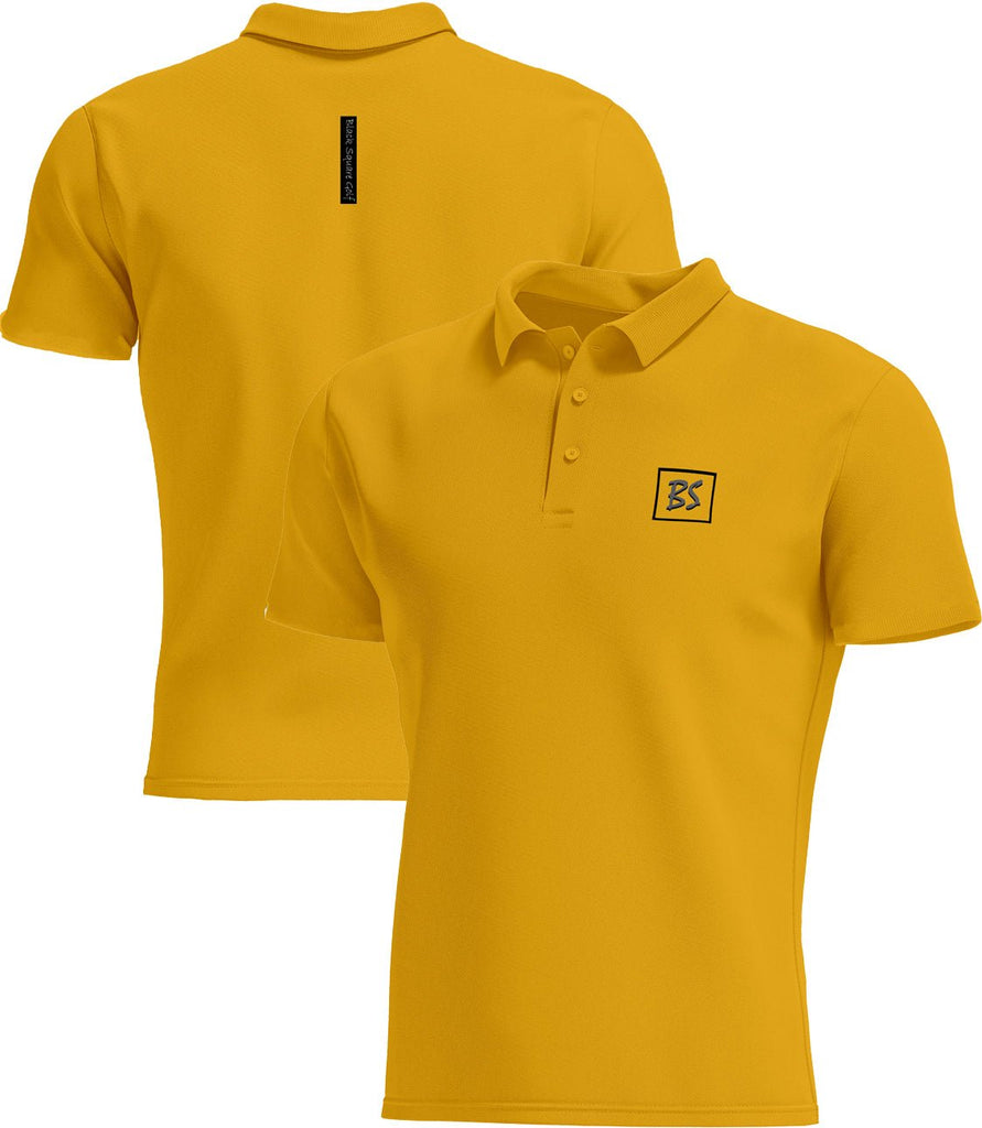 Black Square Golf Men's Style Tag Golf Polo - Gold - S