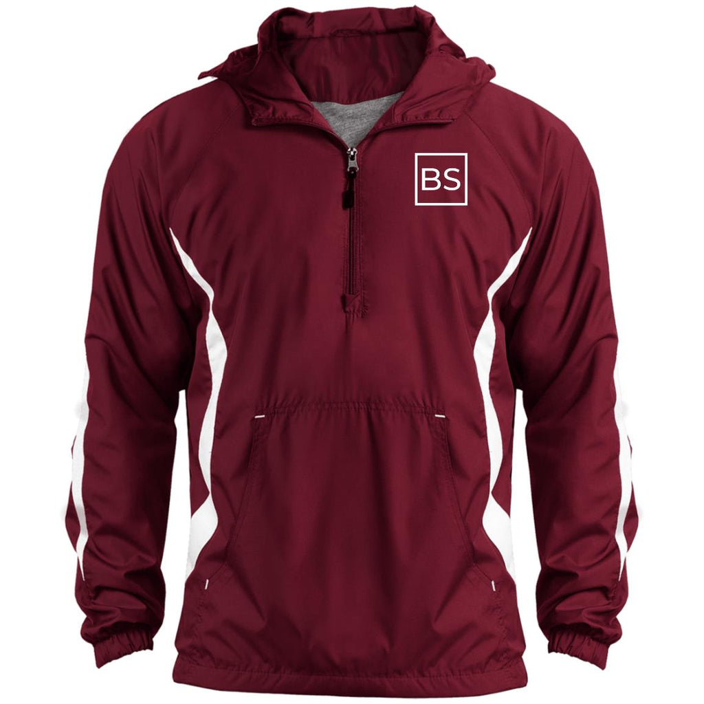 Black Square Golf Pullover Jersey Lined Rain Coat - Maroon/White - S