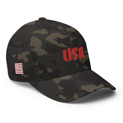 Black Square Golf Team USA Red Hat - Multicam Black - S/M