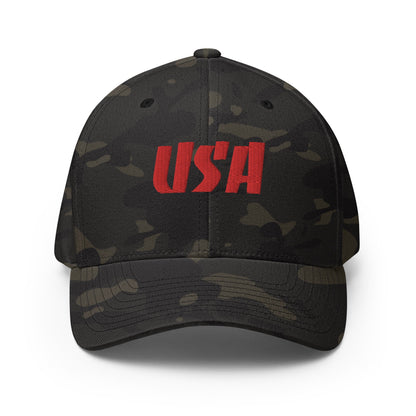 Black Square Golf Team USA Red Hat - Multicam Black - S/M