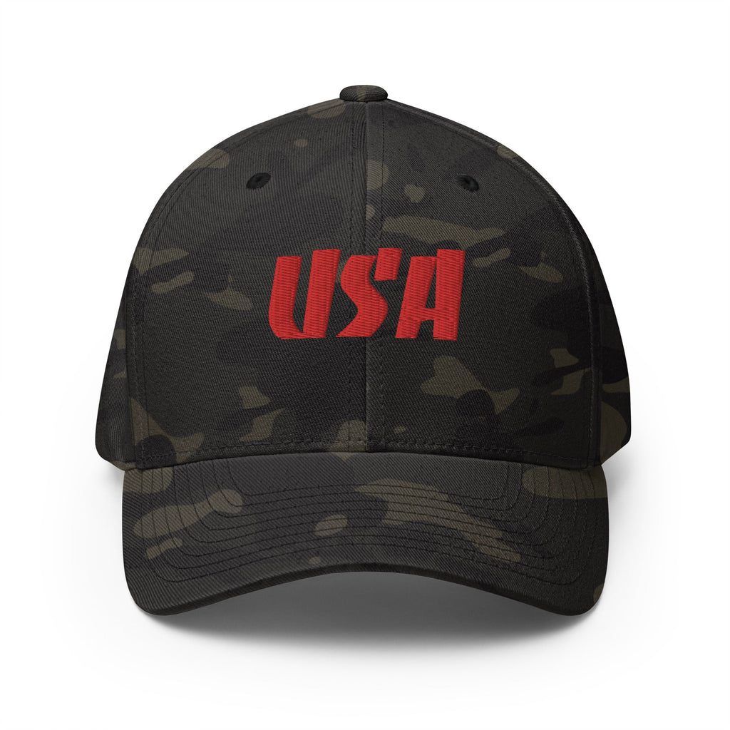 Black Square Golf Team USA Red Hat - Multicam Black - S/M