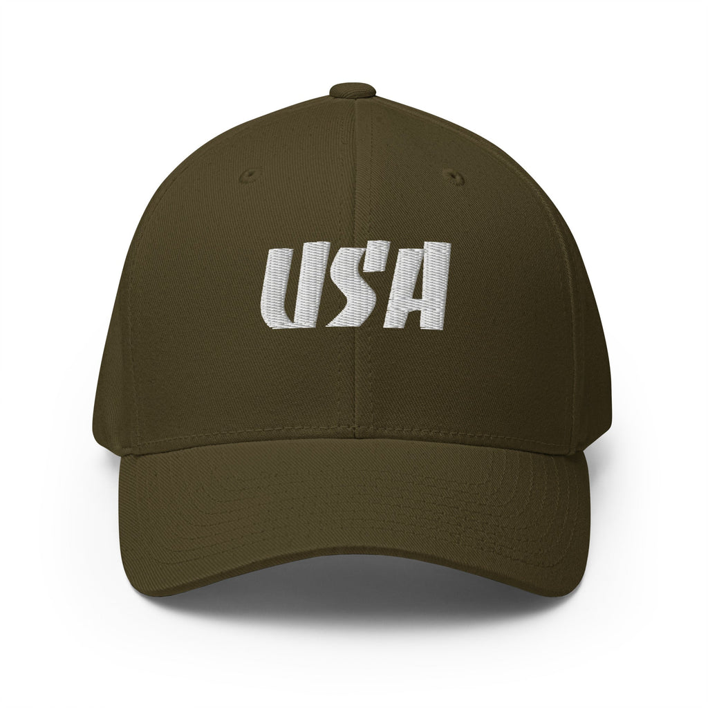Black Square Golf Team USA White Hat - Olive - S/M