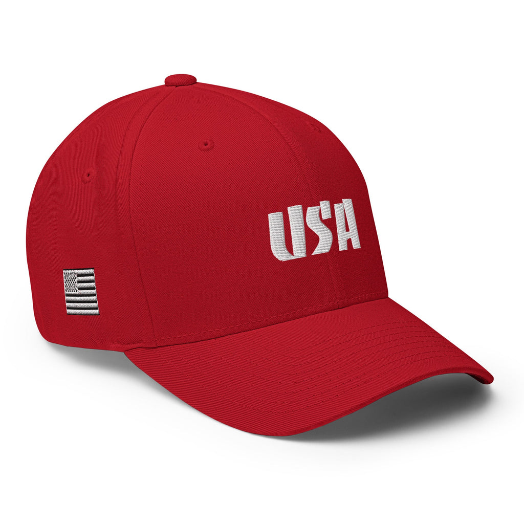 Black Square Golf Team USA White Hat - Red - S/M
