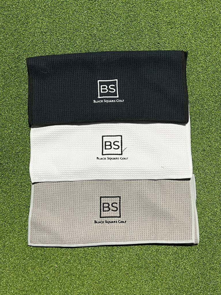 Black Square Golf Trifold Waffle Towel - 3-PACK -