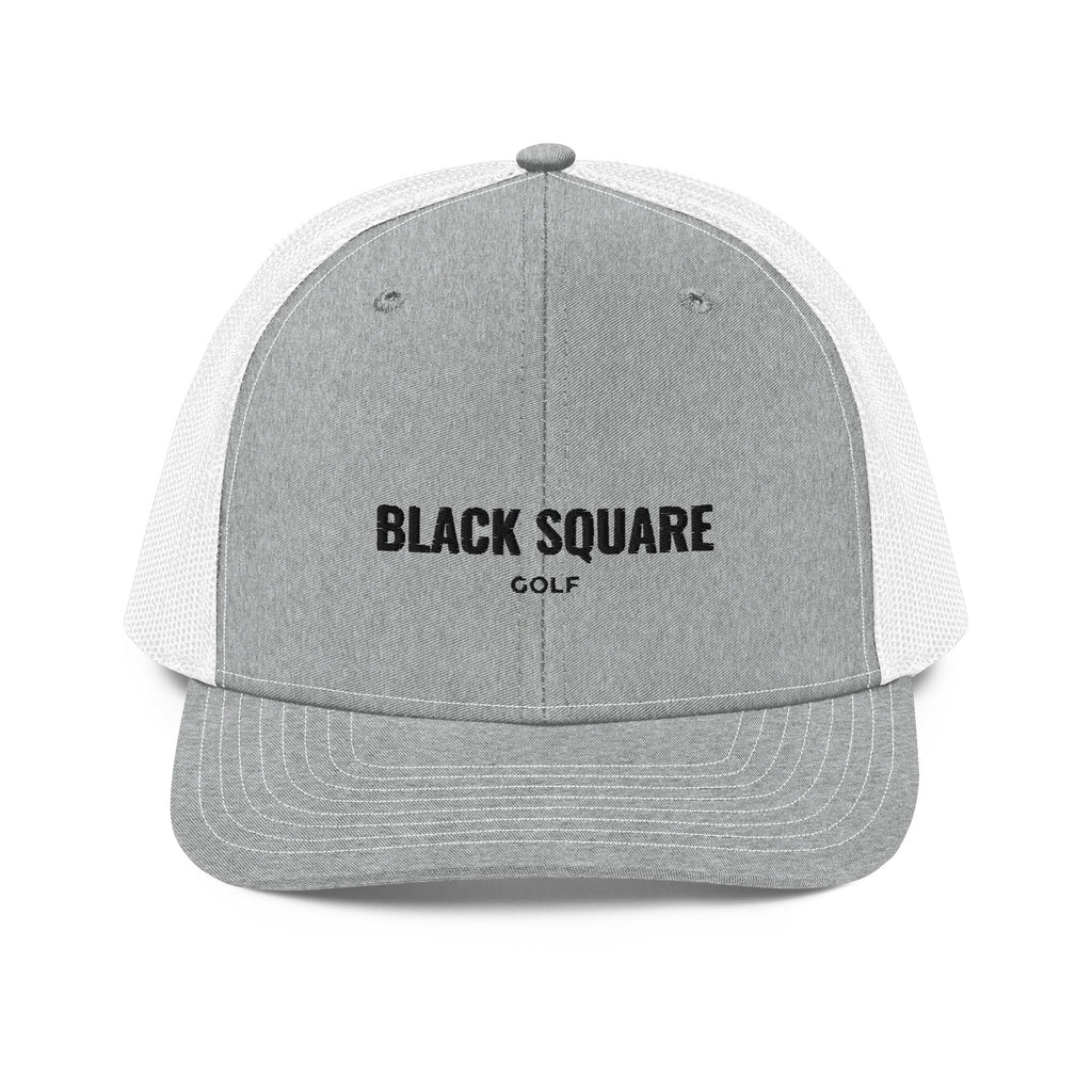 Black Square Golf Trucker Cap 2 - Heather Grey/White -