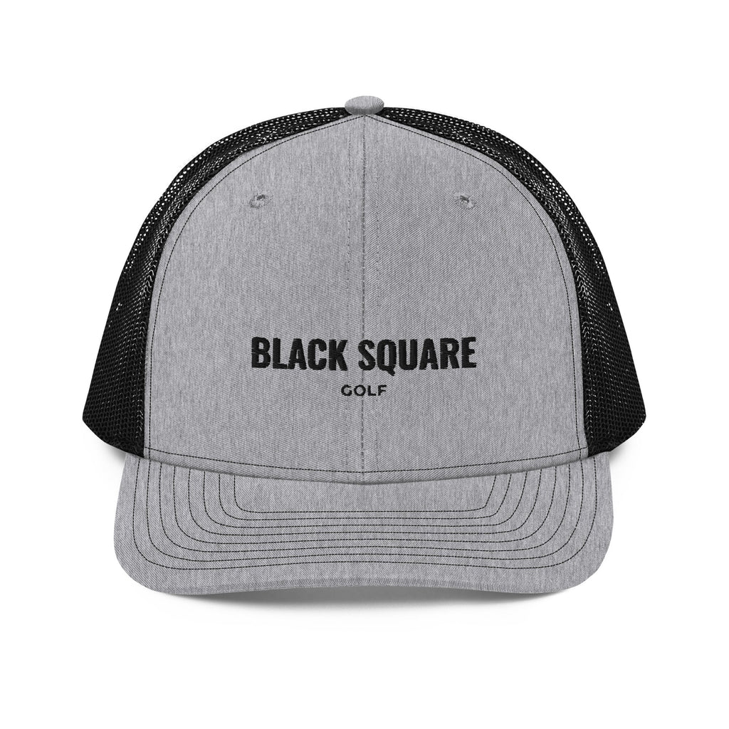 Black Square Golf Trucker Cap 2 - Heather Grey/White -