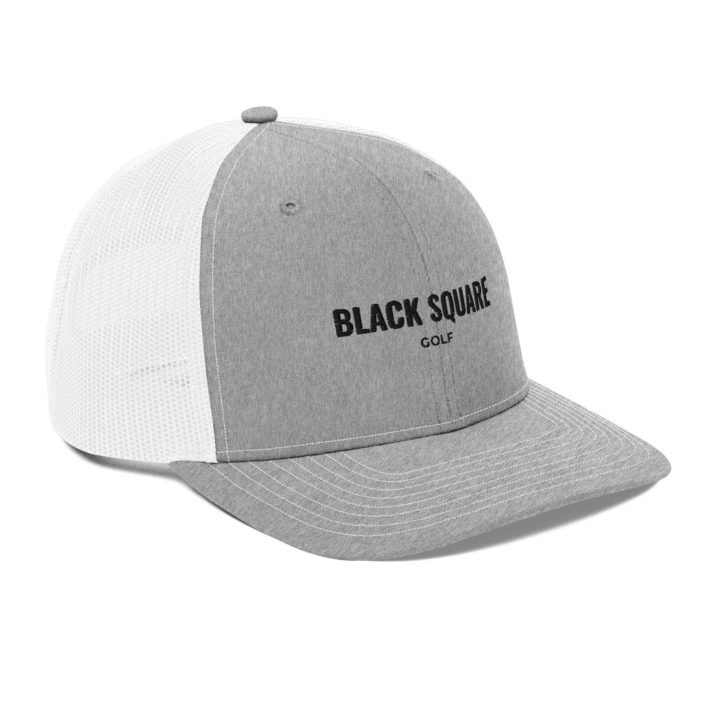 Black Square Golf Trucker Cap 2 - Heather Grey/White -
