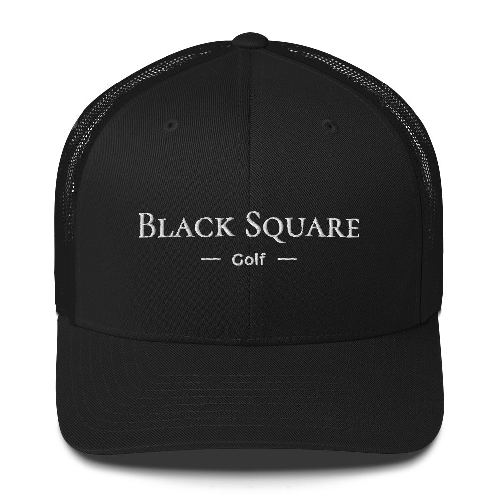 Black Square Golf Trucker Cap - Black -