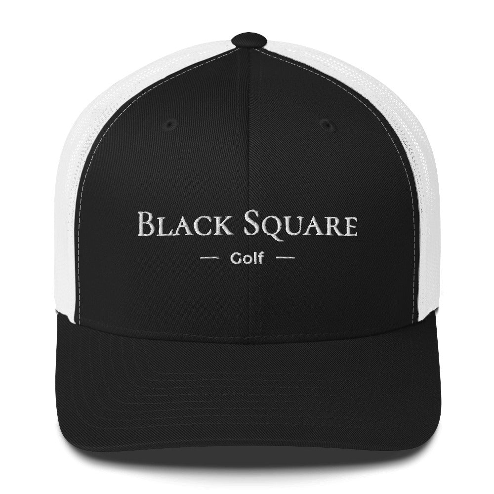 Black Square Golf Trucker Cap - Black/ White -