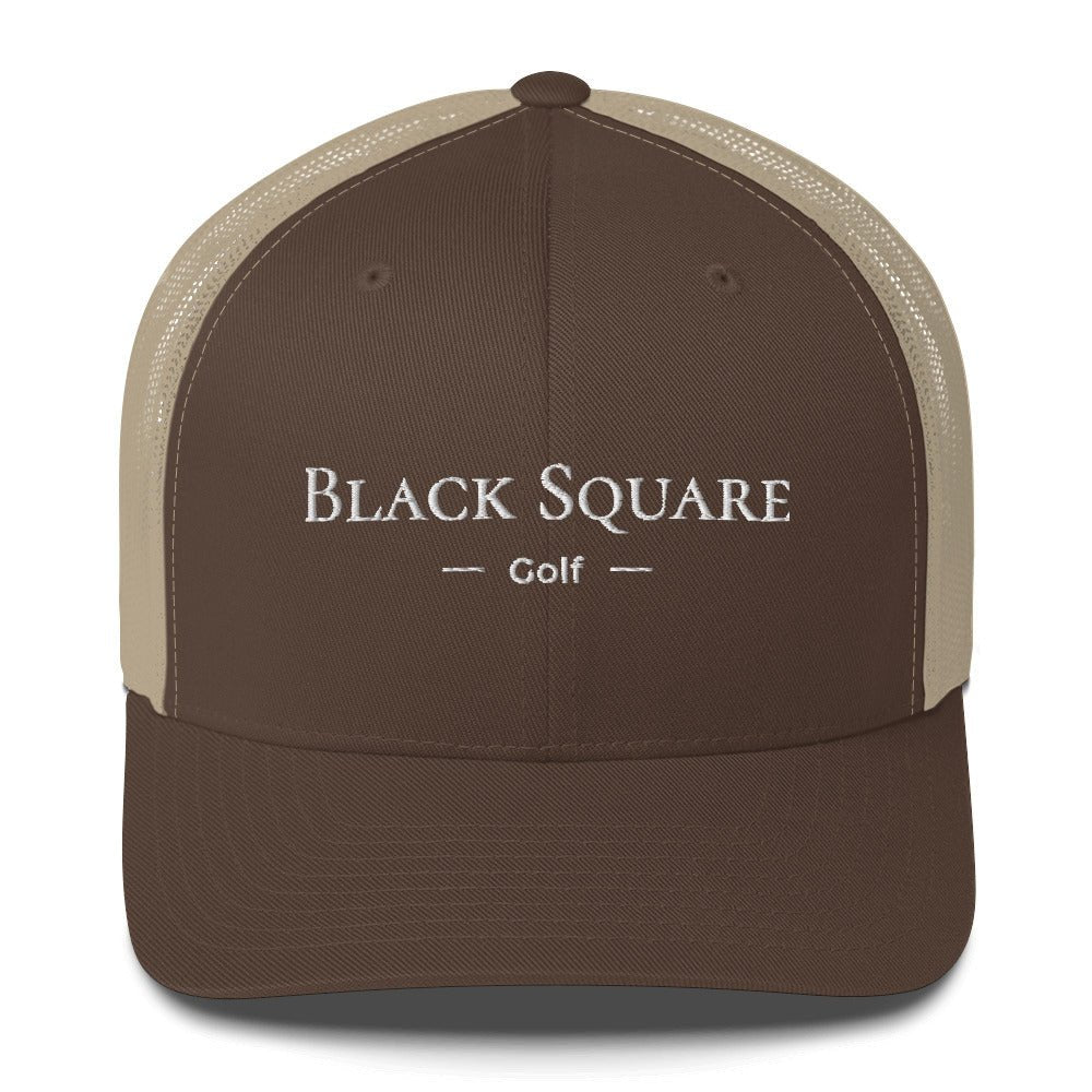 Black Square Golf Trucker Cap - Brown/ Khaki -
