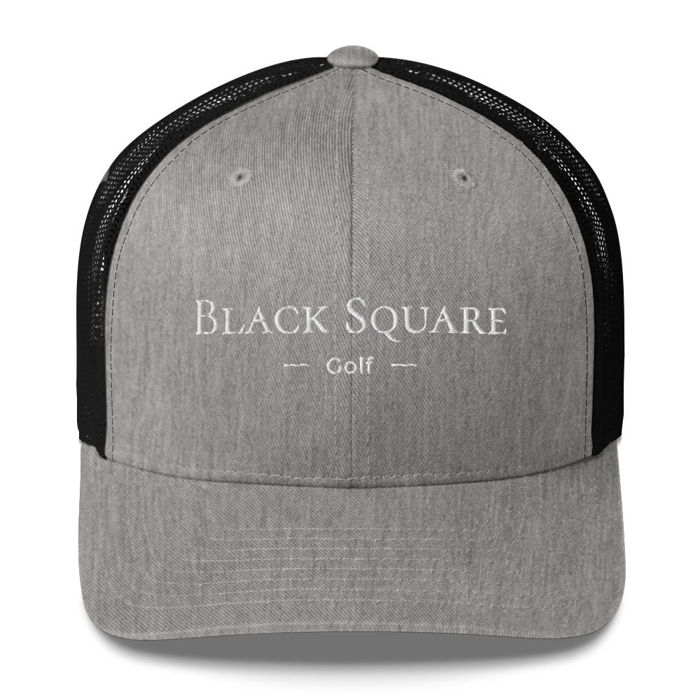 Black Square Golf Trucker Cap - Heather/ Black -