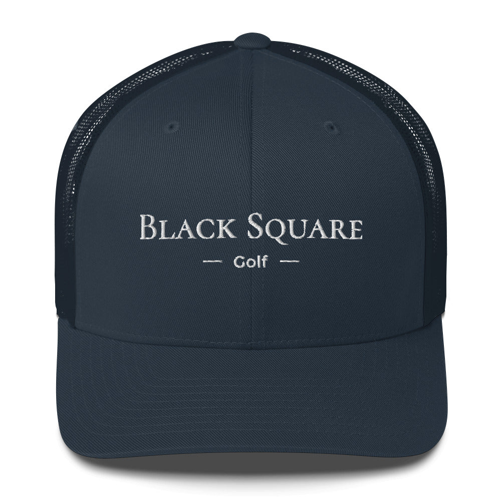 Black Square Golf Trucker Cap - Navy -
