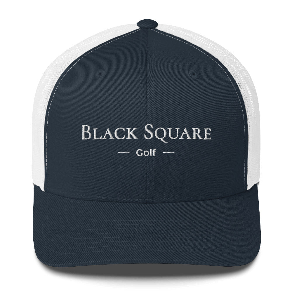 Black Square Golf Trucker Cap - Navy/ White -