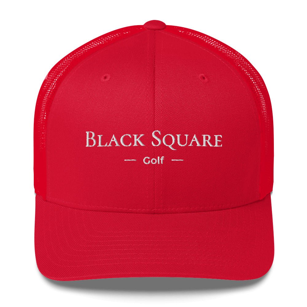 Black Square Golf Trucker Cap - Red -