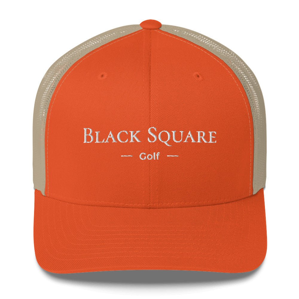 Black Square Golf Trucker Cap - Rustic Orange/ Khaki -