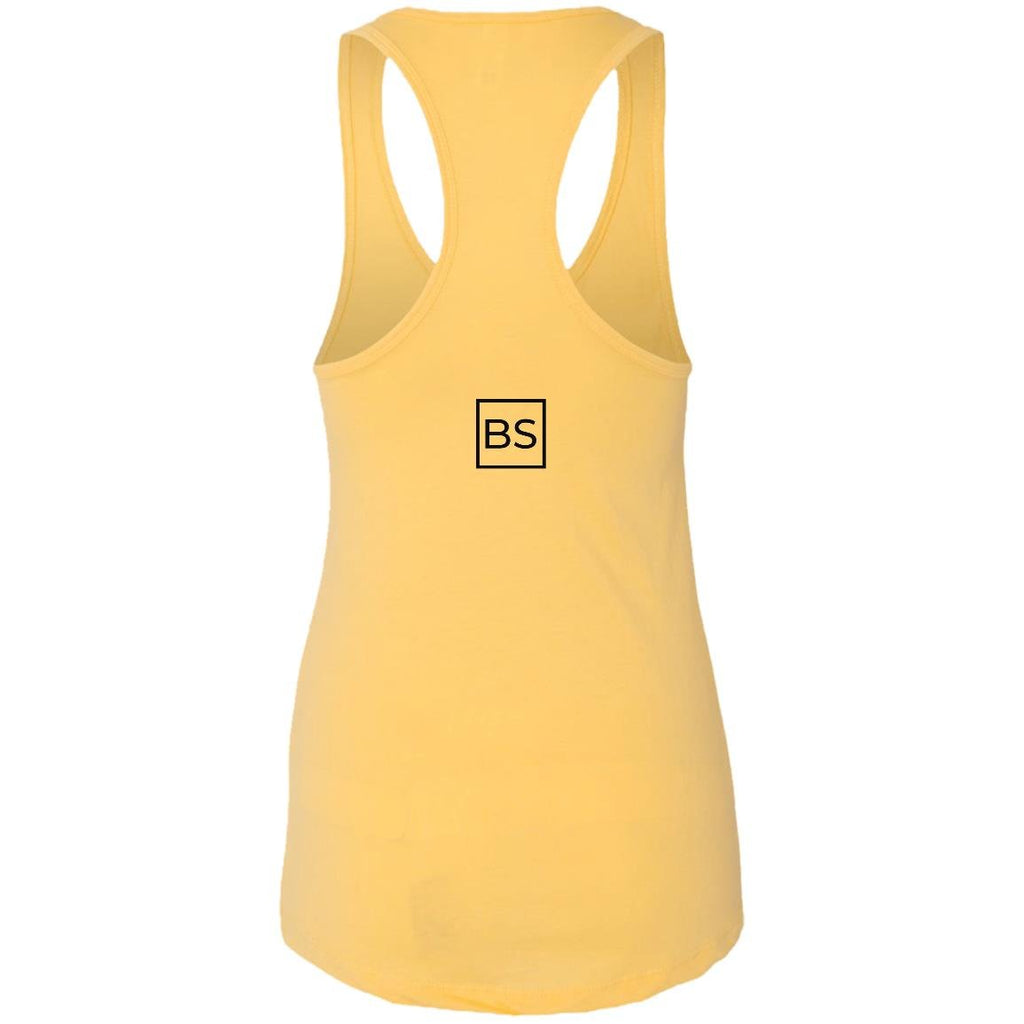 Black Square Ladies Ideal Racerback Tank - Banana Cream - X-Small