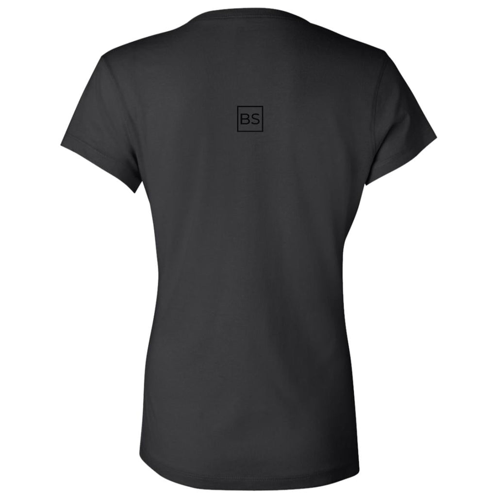 Black Square Ladies' Jersey V-Neck Cotton T-Shirt - Black - S