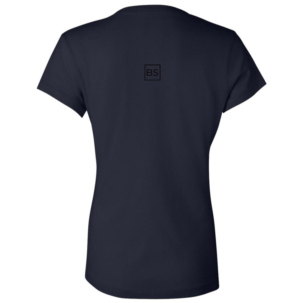 Black Square Ladies' Jersey V-Neck Cotton T-Shirt - Navy - S