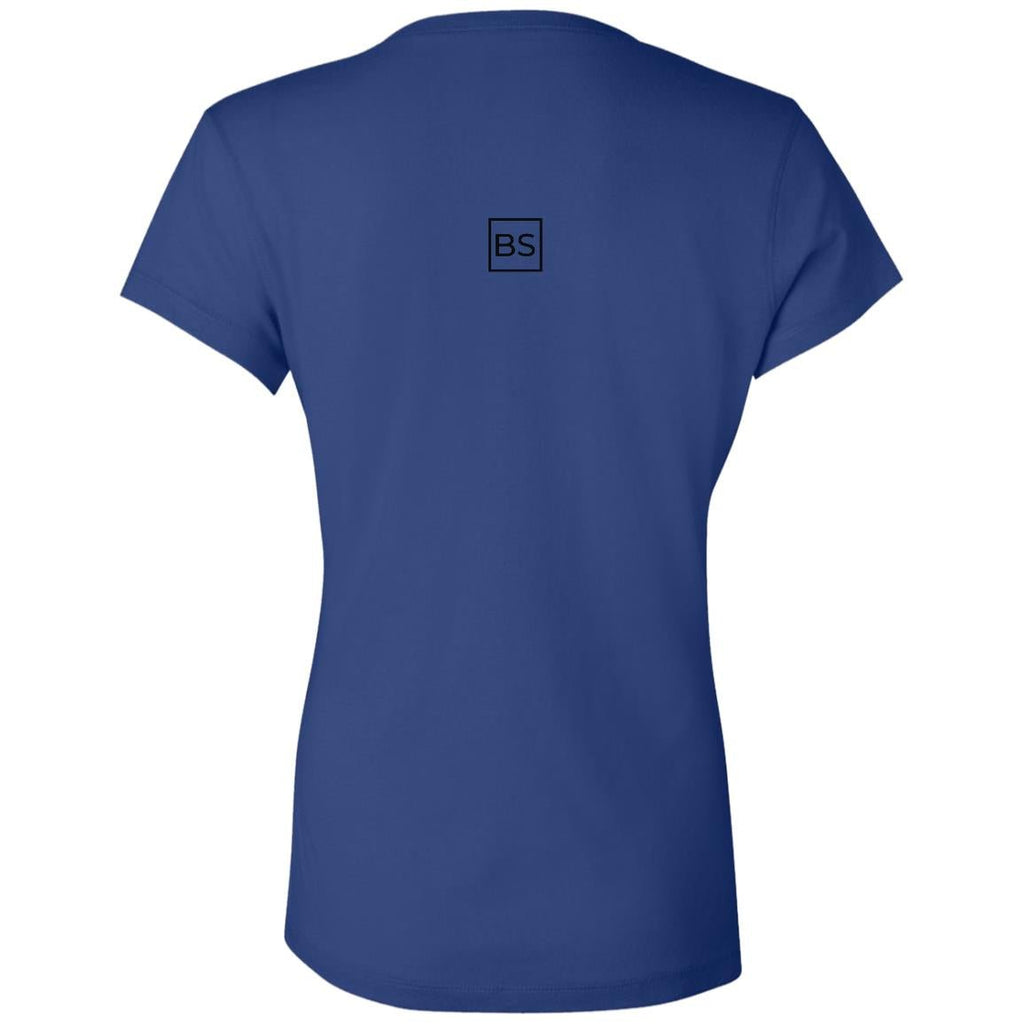 Black Square Ladies' Jersey V-Neck Cotton T-Shirt - True Royal - S