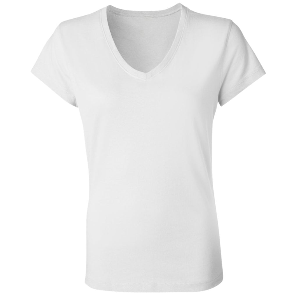 Black Square Ladies' Jersey V-Neck Cotton T-Shirt - White - S