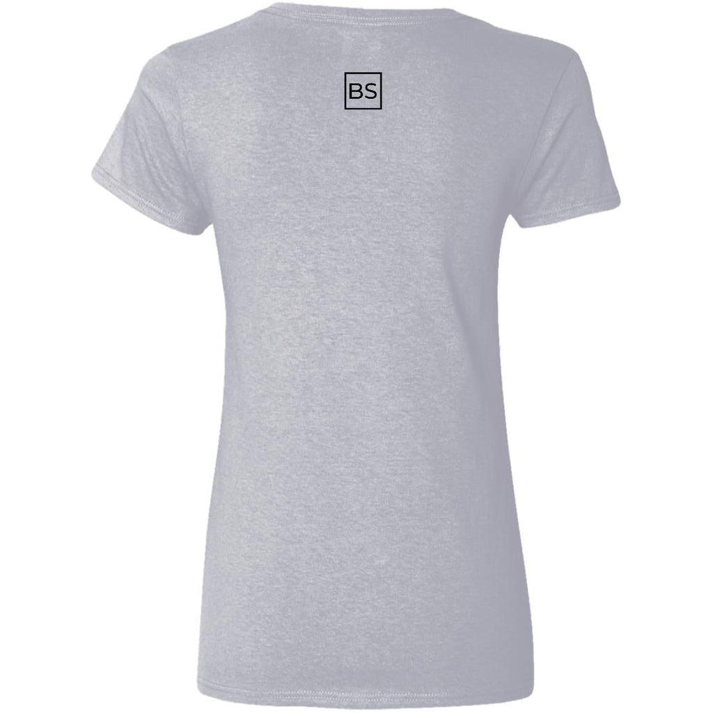 Black Square Ladies' V-Neck Cotton T-Shirt - Sport Grey - S