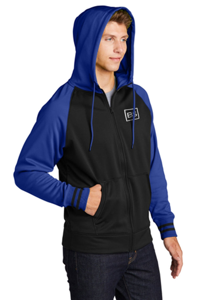 Black Square Men's Sport Full-Zip Hooded Jacket - Black/True Royal - X-Small