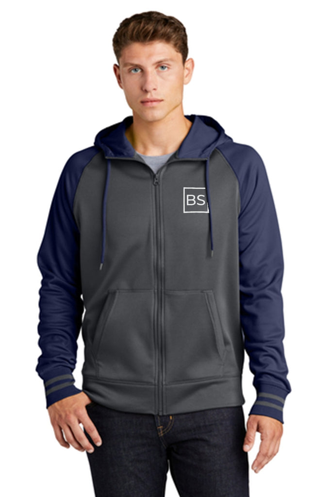 Black Square Men's Sport Full-Zip Hooded Jacket - Dark Smoke/Navy - X-Small