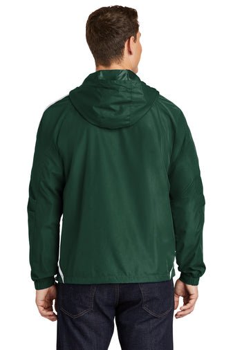 Black Square Pullover Jersey Lined Rain Pullover - Forest Green/White - S