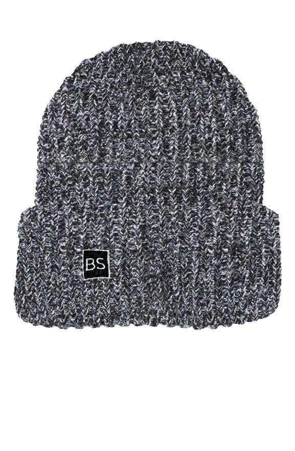 BS Chunky Knit Beanie - One Size - Black Natural