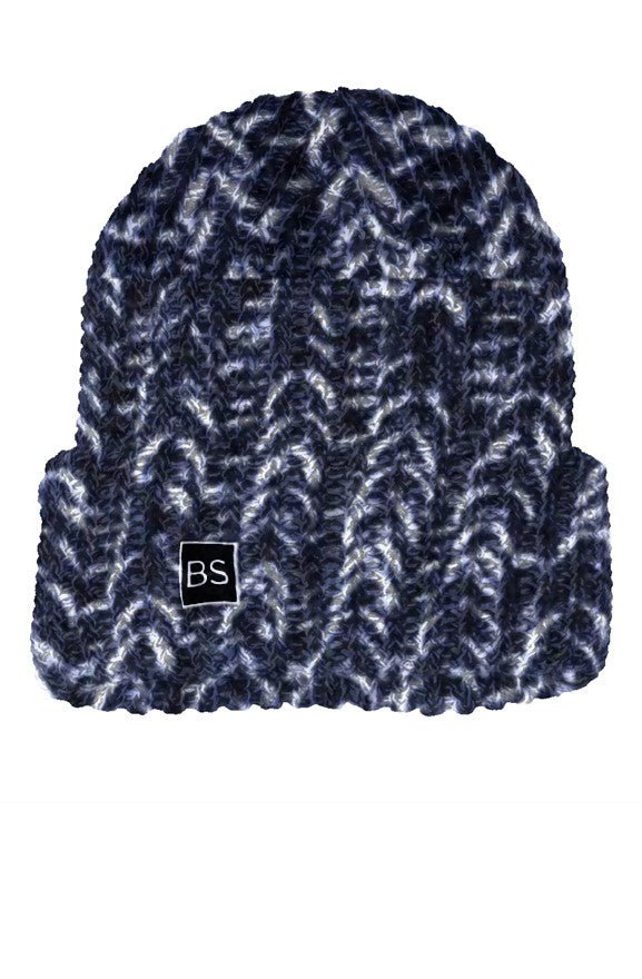 BS Chunky Knit Beanie - One Size - Navy White