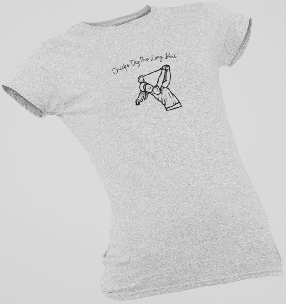 Chicks Dig the Long Ball Women's Tee - S - Athletic Heather