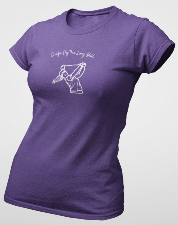 Chicks Dig the Long Ball Women's Tee - S - Team Purple