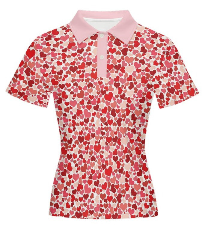 Women’s Slim Fit Hearts Golf Polo - S -